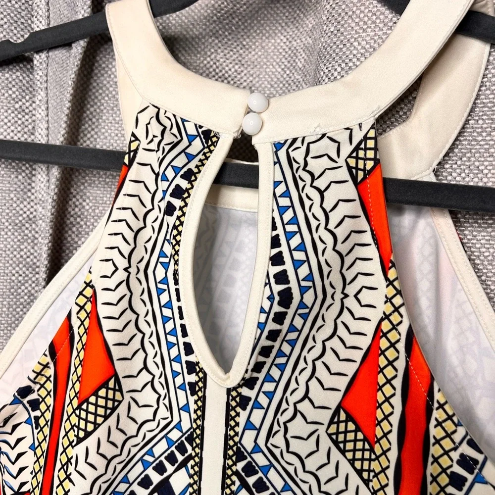 Geometric Print Halter Dress‎